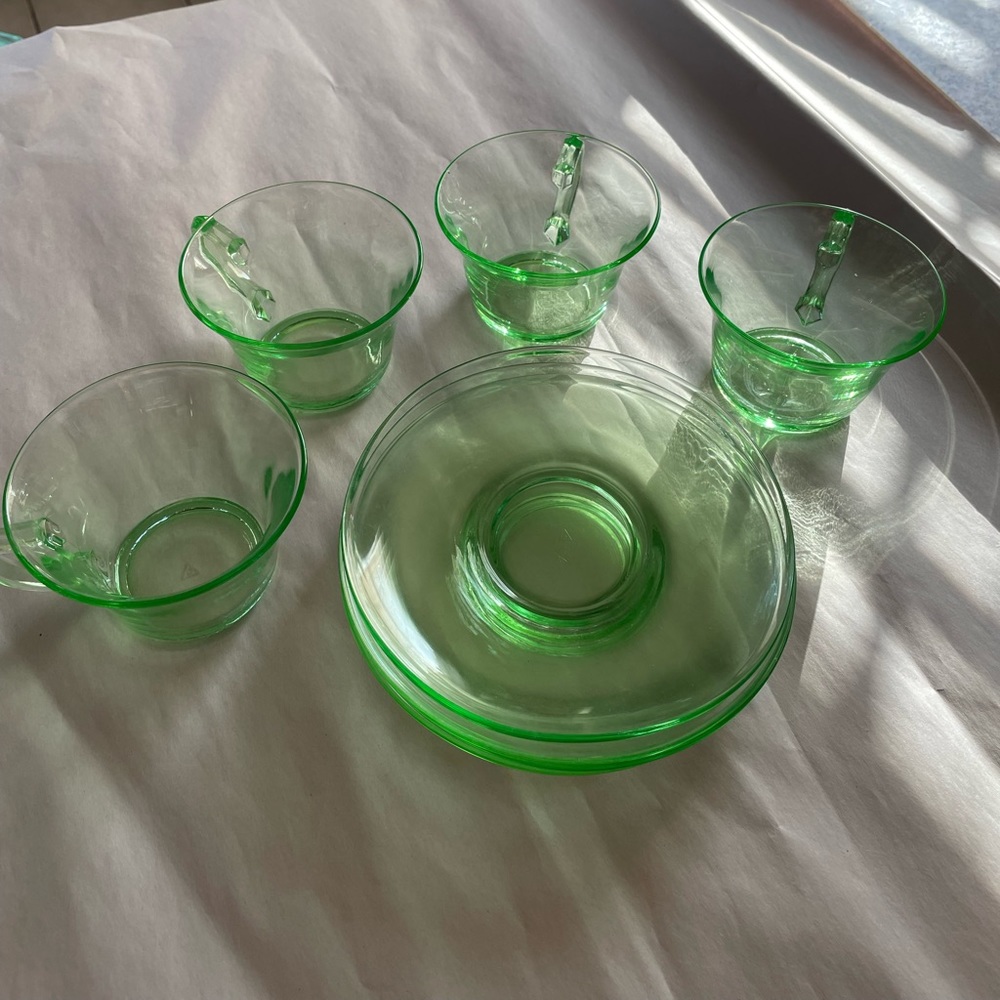 Vintage 1930s Cambridge Depression Glass Tea Set
